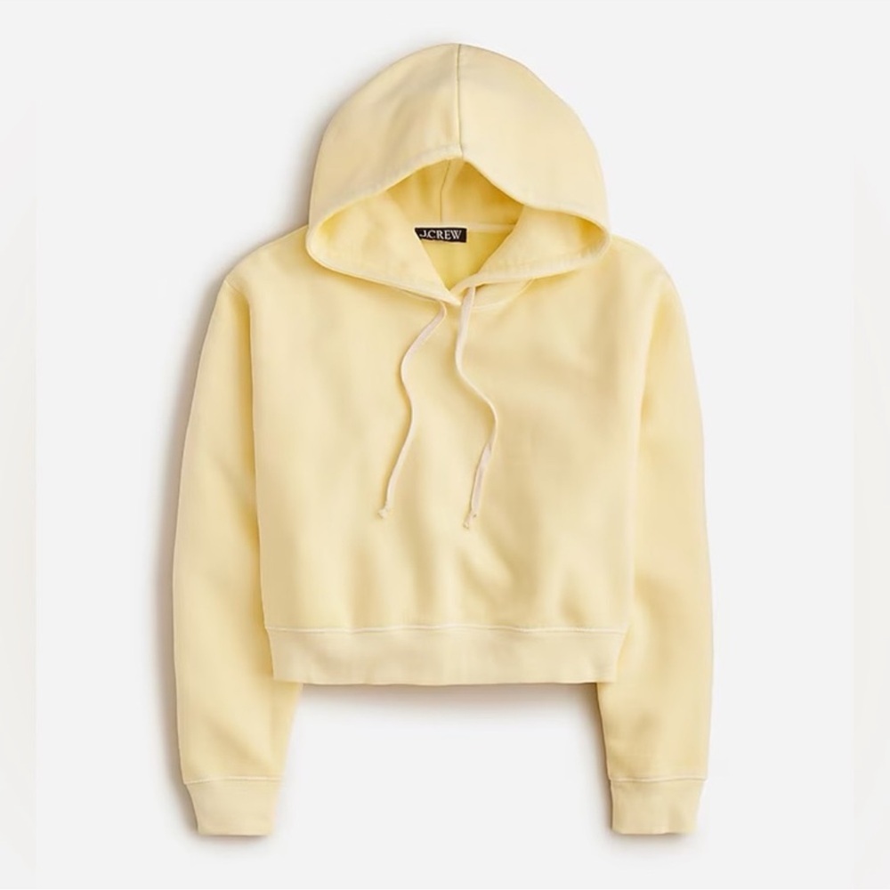 JCrew women’s cropped heritage hoodie. Pale yellow, size XS. New w/out tags